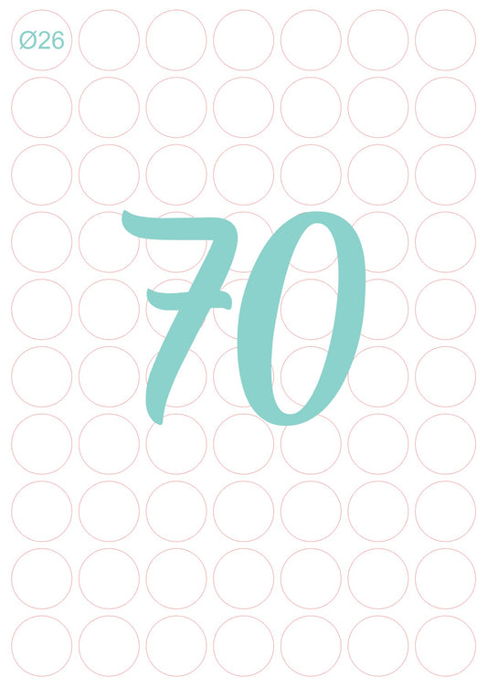 Etichette circolari diametro 26 mm in Carta Bianca - Adesivo Permanente